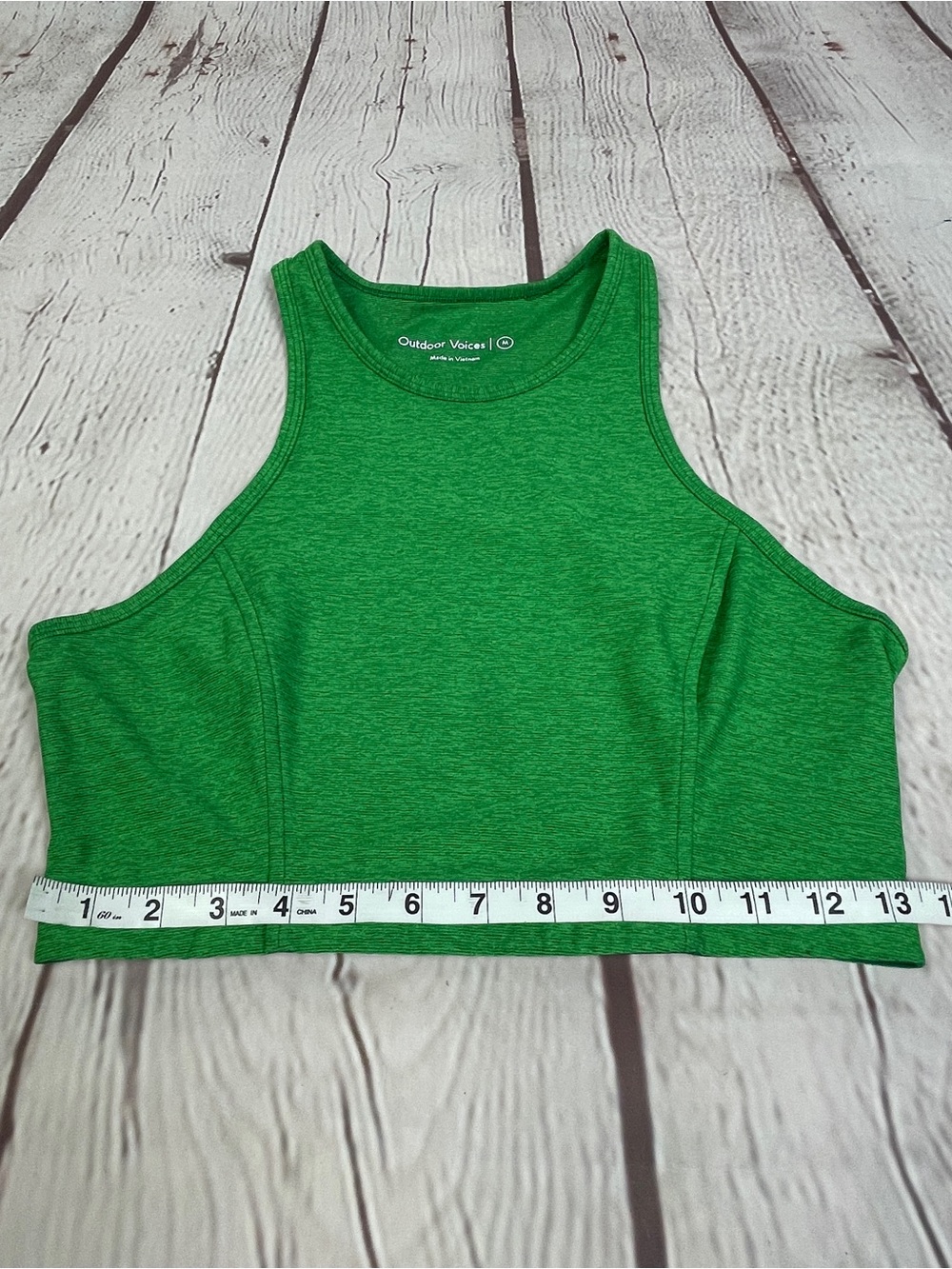 OUTDOOR VOICES Athena green heather high-neck crop tank top, size M - Picture 9 of 11